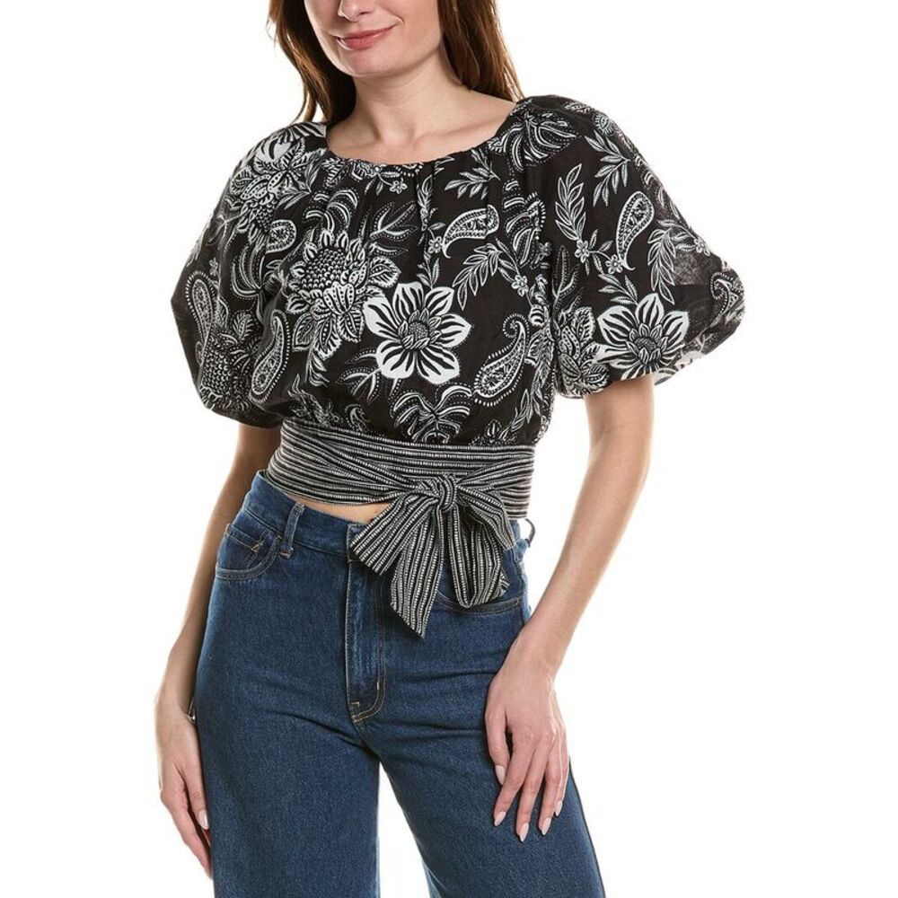 Tyler Böe Womens  Hannah Linen-Blend Top, Black